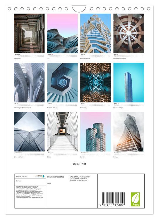 Produktbild: Baukunst (Wandkalender 2026 DIN A4 hoch), CALVENDO Monatskalender