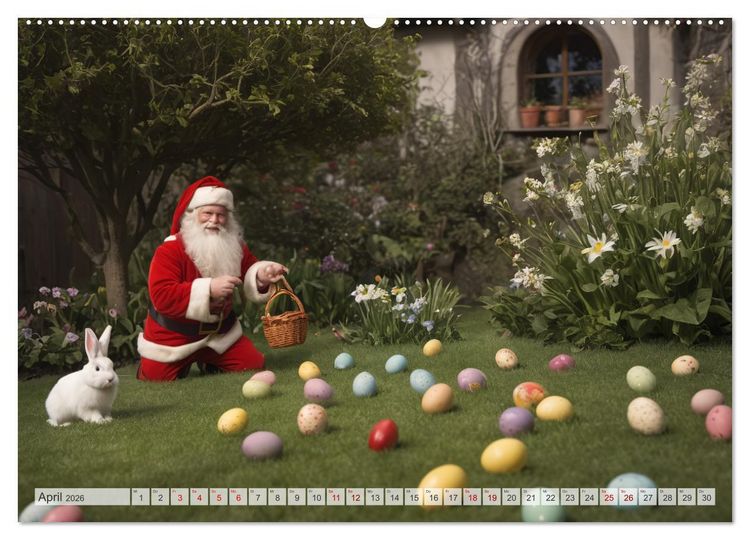 Produktbild: Durch das Jahr mit dem Weihnachtsmann (hochwertiger Premium Wandkalender 2026 DIN A2 quer), Kunstdruck in Hochglanz