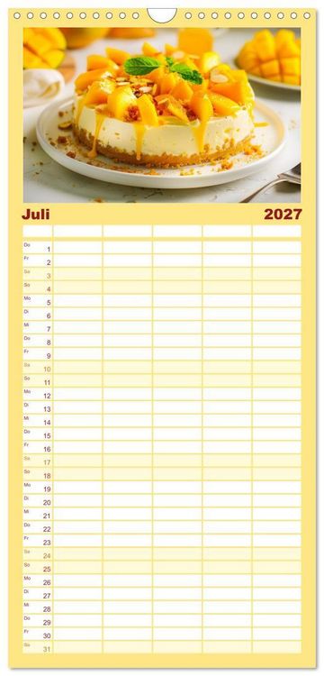 Produktbild: Familienplaner 2027 - K&auml;sekuchen Kalender - K&ouml;stliche Dessertmomente mit 5 Spalten (Wandkalender, 21 x 45 cm) CALVENDO