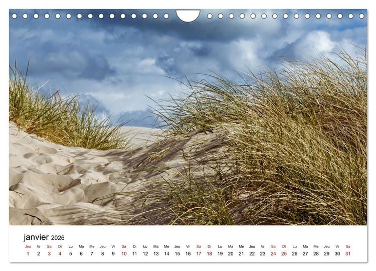 Produktbild: Dunes et mer - Une exp&eacute;rience nature (Calendrier mural 2026 DIN A4 vertical), CALVENDO calendrier mensuel