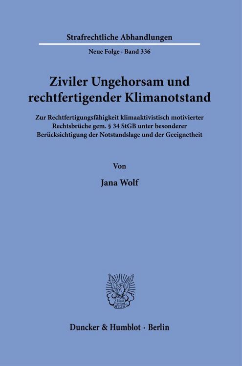 Produktbild: Ziviler Ungehorsam und rechtfertigender Klimanotstand