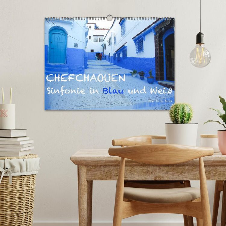Produktbild: Chefchaouen - Sinfonie in Blau und Wei&szlig; (Wandkalender 2026 DIN A3 quer), CALVENDO Monatskalender
