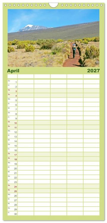 Produktbild: Familienplaner 2027 - Entdeckungen am Kilimandscharo mit 5 Spalten (Wandkalender, 21 x 45 cm) CALVENDO