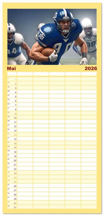Produktbild: Familienplaner 2026 - American Football - im Team zum Sieg mit 5 Spalten (Wandkalender, 21 x 45 cm) CALVENDO
