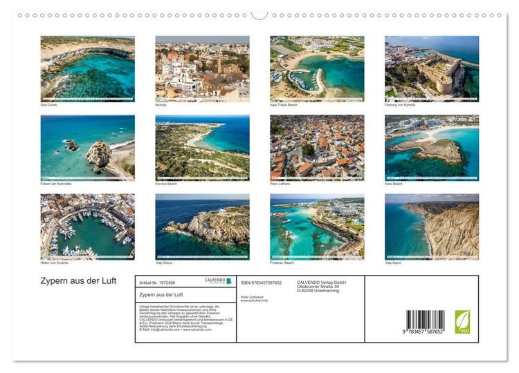 Produktbild: Zypern aus der Luft (hochwertiger Premium Wandkalender 2026 DIN A2 quer), Kunstdruck in Hochglanz