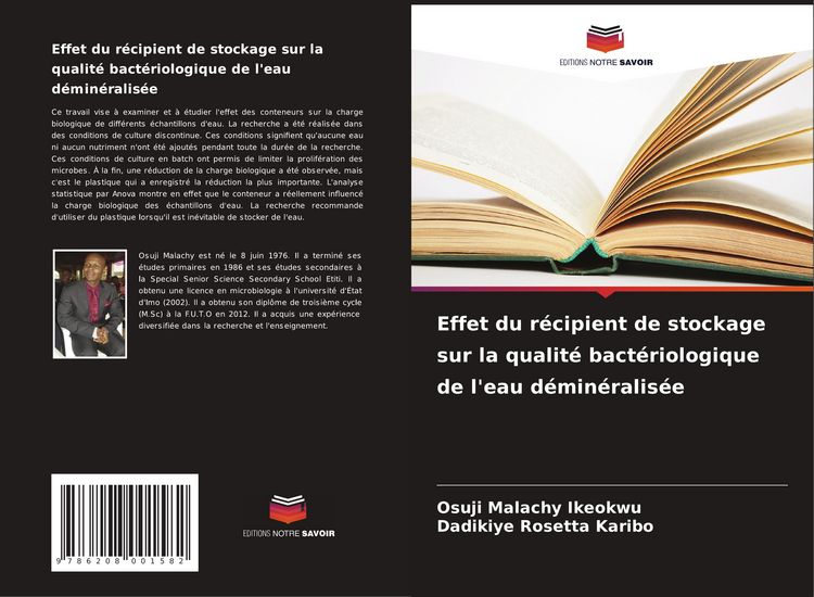 Produktbild: Effet du r&eacute;cipient de stockage sur la qualit&eacute; bact&eacute;riologique de l'eau d&eacute;min&eacute;ralis&eacute;e