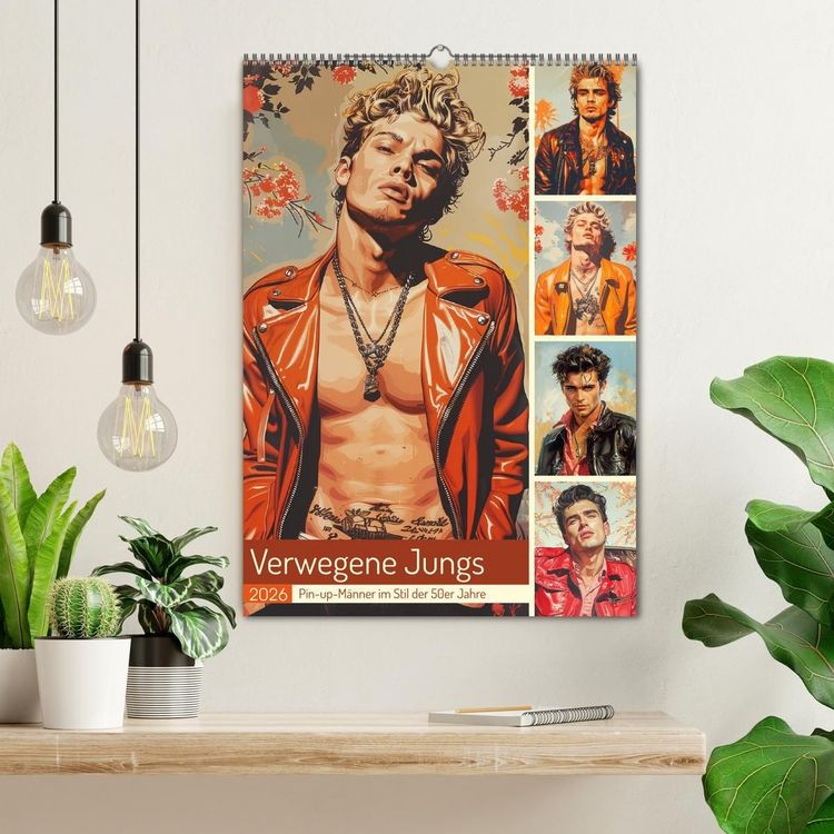 Produktbild: Verwegene Jungs. Pin-up-M&auml;nner im Stil der 50er Jahre (Wandkalender 2026 DIN A2 hoch), CALVENDO Monatskalender