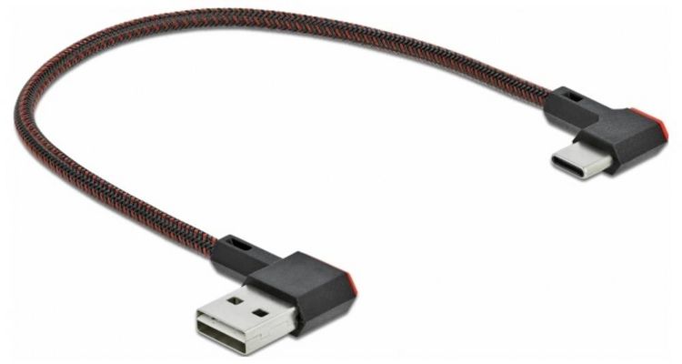 Produktbild: Delock USB-Kabel USB 2.0 USB-A Stecker, USB-C&reg; Stecker 0.20 m Schwarz vergoldete Steckkontakte 85279