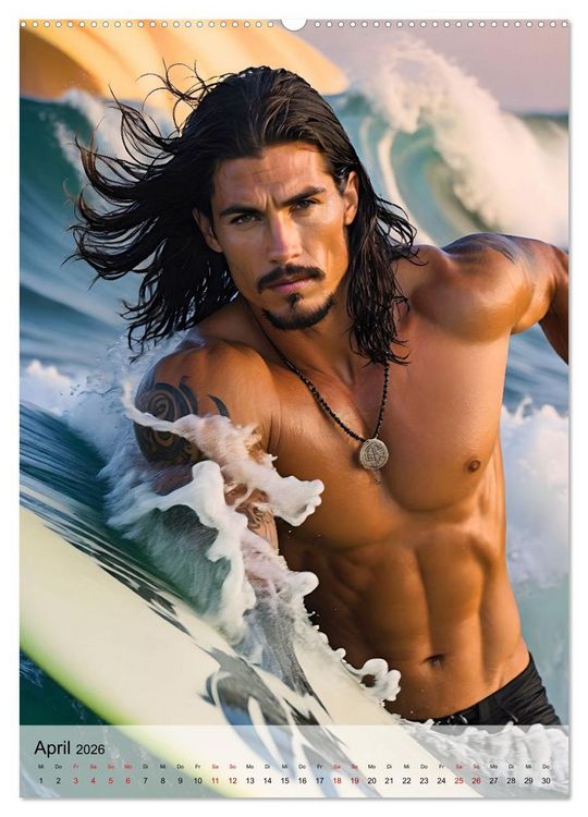 Produktbild: Surferboys - coole Jungs unter hei&szlig;er Sonne (Wandkalender 2026 DIN A2 hoch), CALVENDO Monatskalender