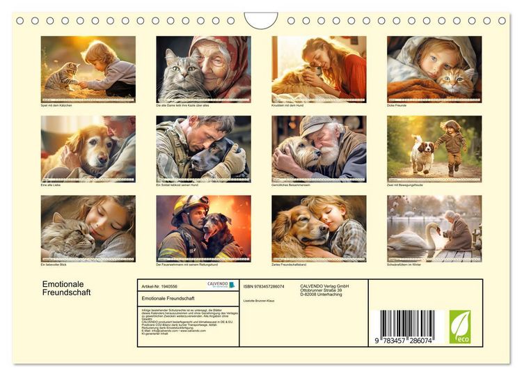 Produktbild: Emotionale Freundschaft (Wandkalender 2026 DIN A4 quer), CALVENDO Monatskalender