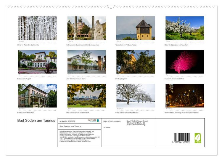 Produktbild: Bad Soden am Taunus (hochwertiger Premium Wandkalender 2026 DIN A2 quer), Kunstdruck in Hochglanz