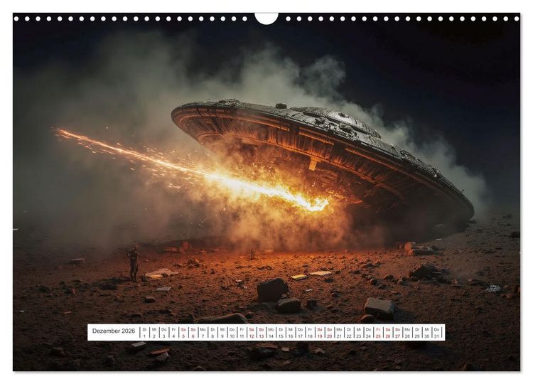 Produktbild: Fliegende Untertasse - Die gro&szlig;e Fantasiereise (Wandkalender 2026 DIN A3 quer), CALVENDO Monatskalender