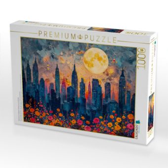Produktbild: CALVENDO Puzzle N&auml;chtlicher Stadtpark. Skyline von Gro&szlig;stadt. | 1000 Teile Lege-Gr&ouml;&szlig;e 64x48cm Foto-Puzzle f&uuml;r gl&uuml;ckliche Stunden