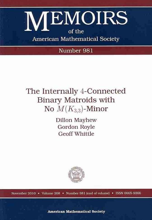 Produktbild: The Internally 4-Connected Binary Matriods with No M(K3,3)-Minor
