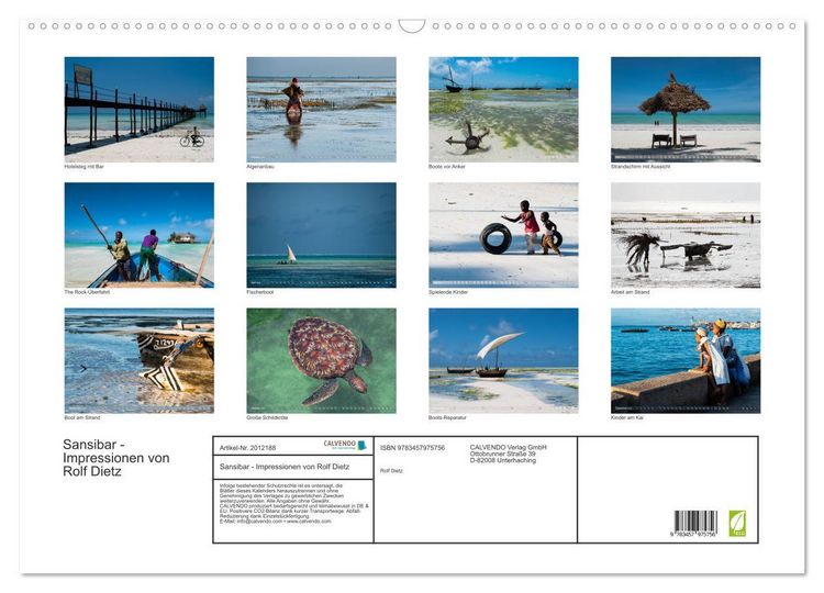 Produktbild: Sansibar - Impressionen von Rolf Dietz (Wandkalender 2026 DIN A2 quer), CALVENDO Monatskalender