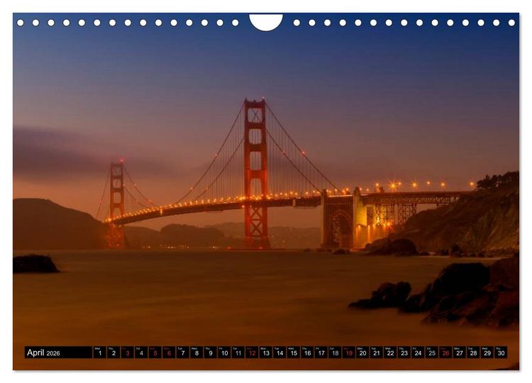 Produktbild: GOLDEN GATE BRIDGE Fascinating San Francisco (Wall Calendar 2026 DIN A4 landscape), CALVENDO 12 Month Wall Calendar
