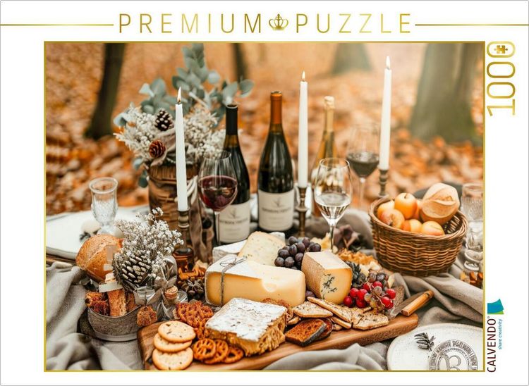 Produktbild: CALVENDO Puzzle K&auml;se und Wein, die perfekte Kombination | 1000 Teile Lege-Gr&ouml;&szlig;e 64x48cm Foto-Puzzle f&uuml;r gl&uuml;ckliche Stunden