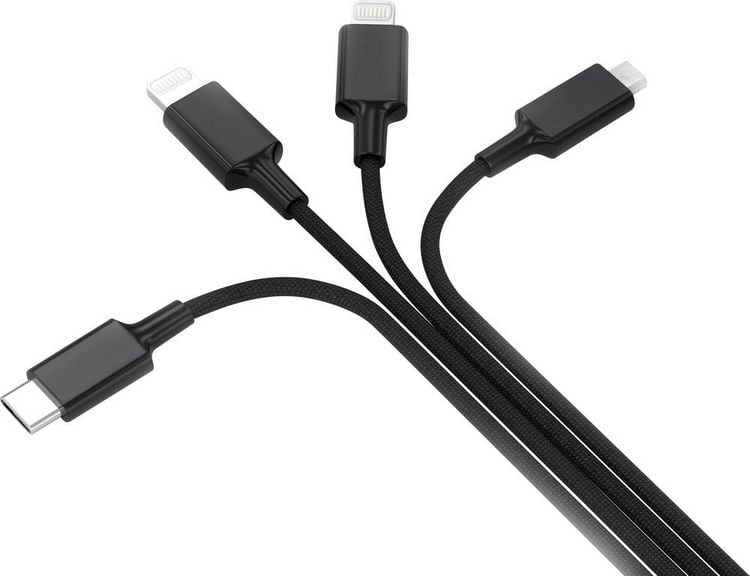 Produktbild: Smrter USB-Ladekabel USB-A Stecker, USB-C&reg; Stecker, Apple Lightning Stecker, Apple Lightning Stecker, USB-Micro-B Stecker 1.20m