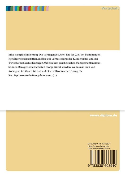 Produktbild: Reorganisation von Kreditgenossenschaften auf Basis des ganzheitlichen Managementansatzes