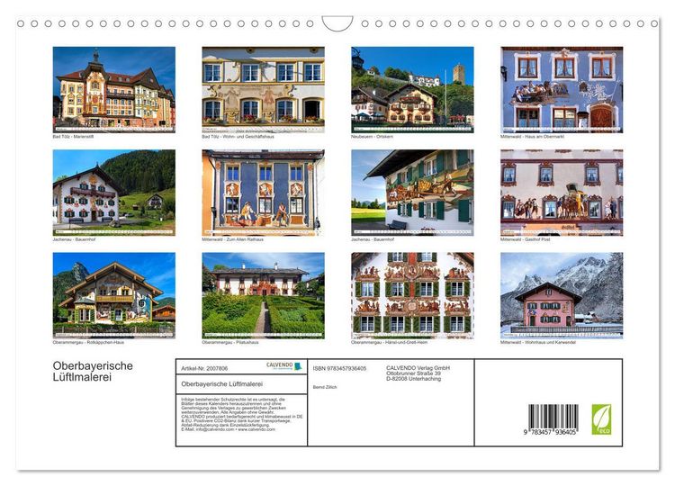 Produktbild: Oberbayerische L&uuml;ftlmalerei (Wandkalender 2026 DIN A3 quer), CALVENDO Monatskalender