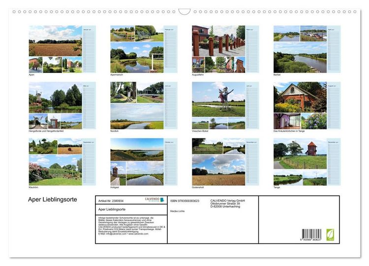 Produktbild: Aper Lieblingsorte (Wandkalender 2027 DIN A2 quer), CALVENDO Monatskalender