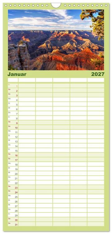 Produktbild: Familienplaner 2027 - Grand Canyon, Nationalpark mit 5 Spalten (Wandkalender, 21 x 45 cm) CALVENDO