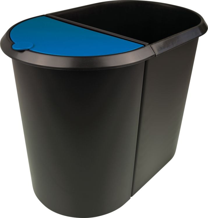 Produktbild: Helit H6103993 Papierkorb 29 l Kunststoff Schwarz, Blau 1 St.