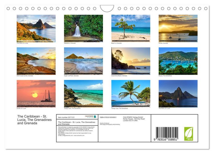 Produktbild: The Caribbean - St. Lucia, The Grenadines and Grenada (Wall Calendar 2026 DIN A4 landscape), CALVENDO 12 Month Wall Calendar