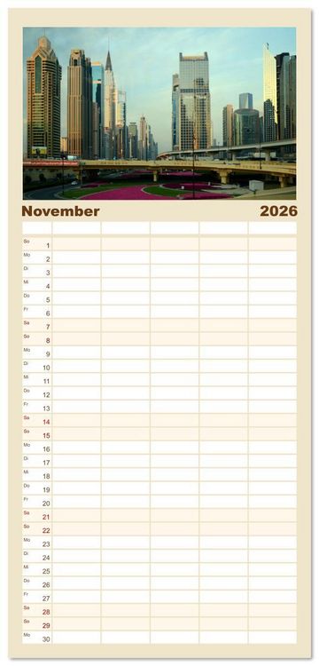 Produktbild: Familienplaner 2026 - Dubai, die Stadt der Superlative. mit 5 Spalten (Wandkalender, 21 x 45 cm) CALVENDO