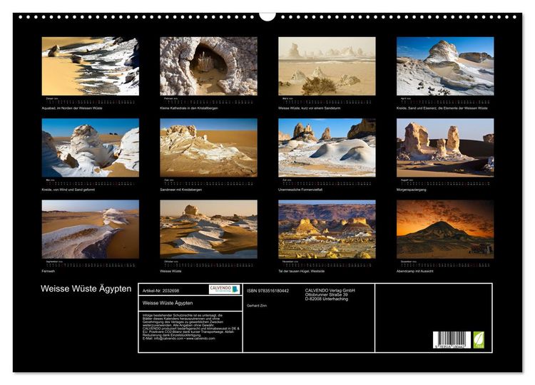 Produktbild: Weisse W&uuml;ste &Auml;gypten (Wandkalender 2026 DIN A2 quer), CALVENDO Monatskalender