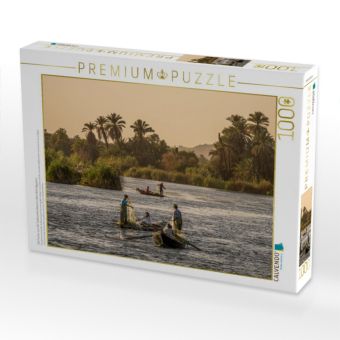 Produktbild: CALVENDO Puzzle Die Fischer vom Nil: Traditionelle Arbeit im Abendlicht &Auml;gyptens | 1000 Teile Lege-Gr&ouml;&szlig;e 64x48cm Foto-Puzzle f&uuml;r gl&uuml;ckliche Stunden