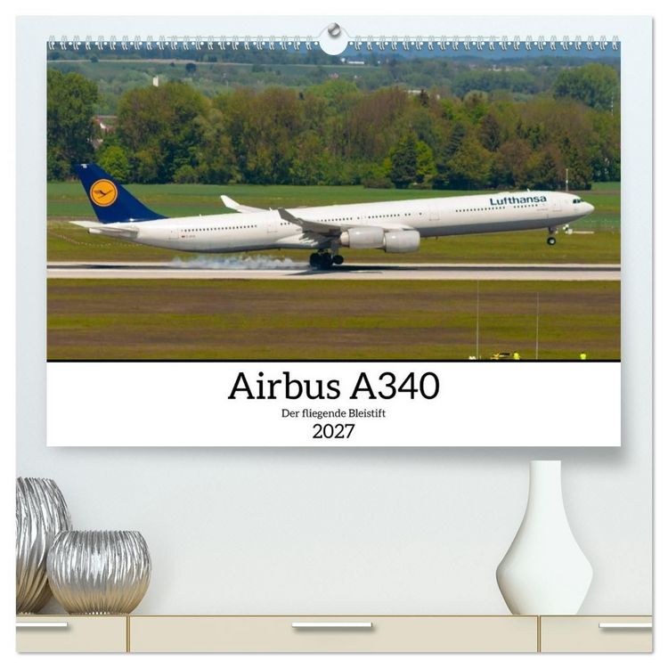 Produktbild: Airbus A340 Der fliegende Bleistift (hochwertiger Premium Wandkalender 2027 DIN A2 quer), Kunstdruck in Hochglanz