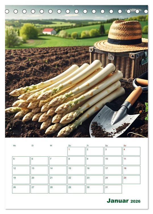 Produktbild: Spargelgl&uuml;ck &ndash; von der Ernte bis zum Genuss (Tischkalender 2026 DIN A5 hoch), CALVENDO Monatskalender