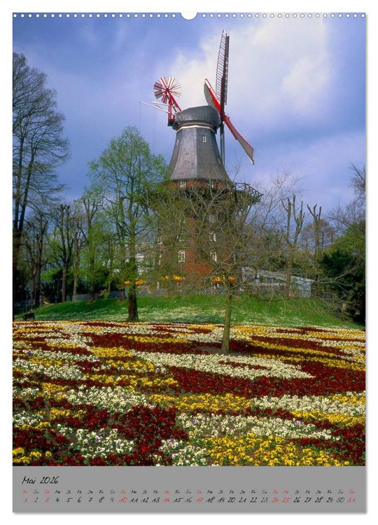 Produktbild: Windm&uuml;hlen in Norddeutschland (Wandkalender 2026 DIN A2 hoch), CALVENDO Monatskalender