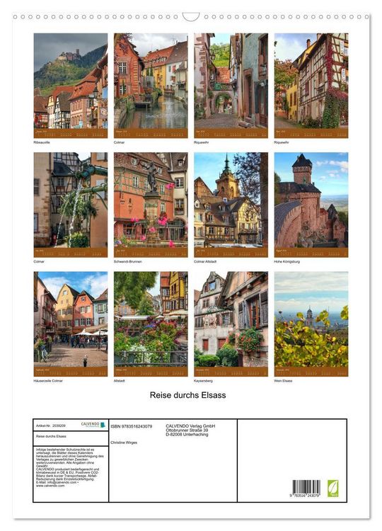 Produktbild: Reise durchs Elsass (Wandkalender 2026 DIN A2 hoch), CALVENDO Monatskalender