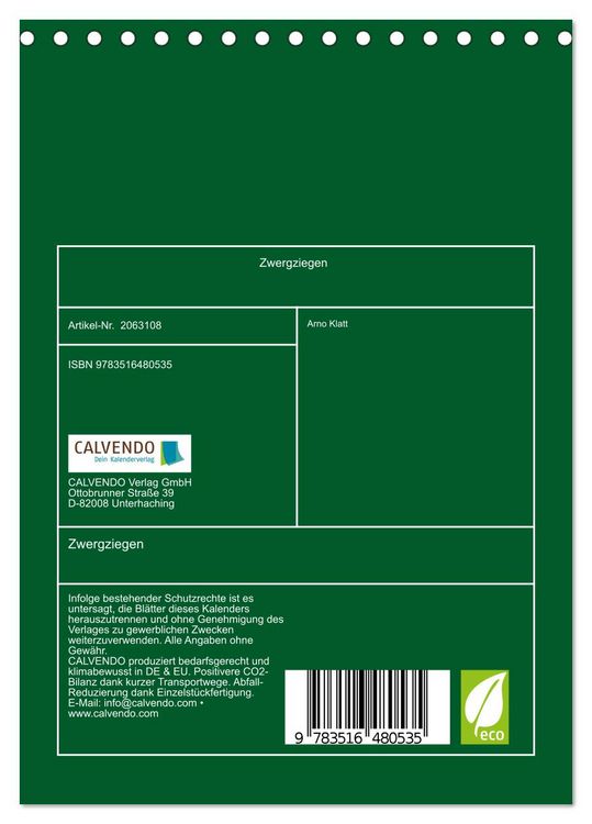 Produktbild: Zwergziegen (Tischkalender 2026 DIN A5 hoch), CALVENDO Monatskalender
