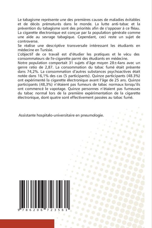 Produktbild: L'utilisation de l'e-cigarette chez les &eacute;tudiants en m&eacute;decine