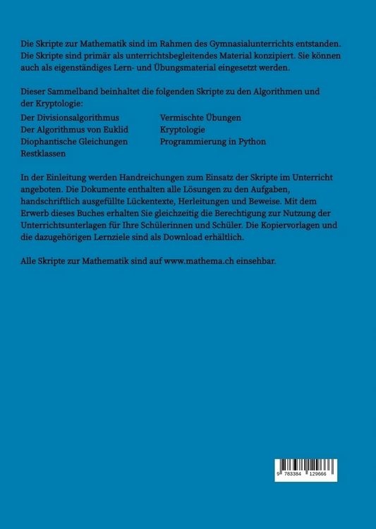 Produktbild: Skripte zur Mathematik - Algorithmen & Kryptologie
