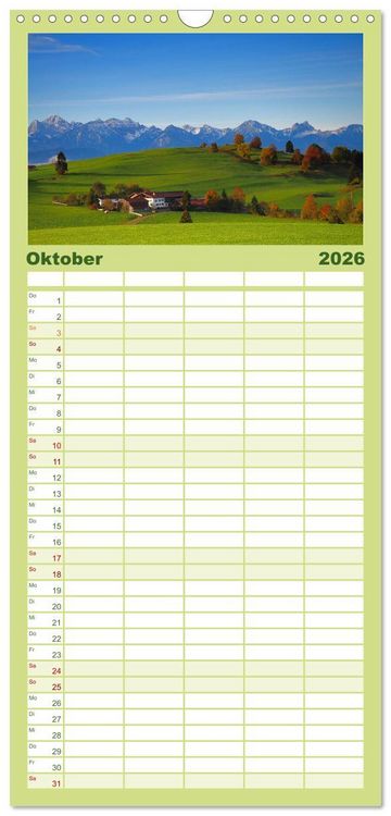 Produktbild: Familienplaner 2026 - Wo das Allg&auml;u am sch&ouml;nsten ist mit 5 Spalten (Wandkalender, 21 x 45 cm) CALVENDO