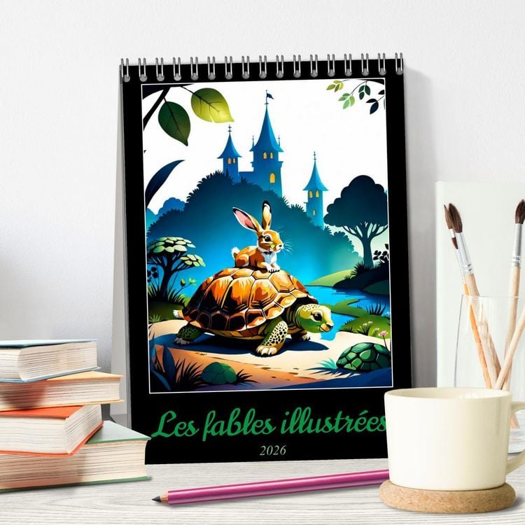 Produktbild: Les fables illustr&eacute;es (Calendrier de bureau 2026 DIN A5 horizontal), CALVENDO calendrier mensuel