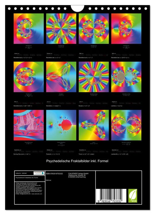 Produktbild: Psychedelische Fraktalbilder inkl. Formel (Wandkalender 2027 DIN A4 hoch), CALVENDO Monatskalender