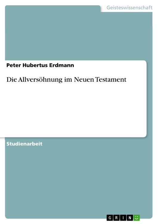 Produktbild: Die Allvers&ouml;hnung im Neuen Testament