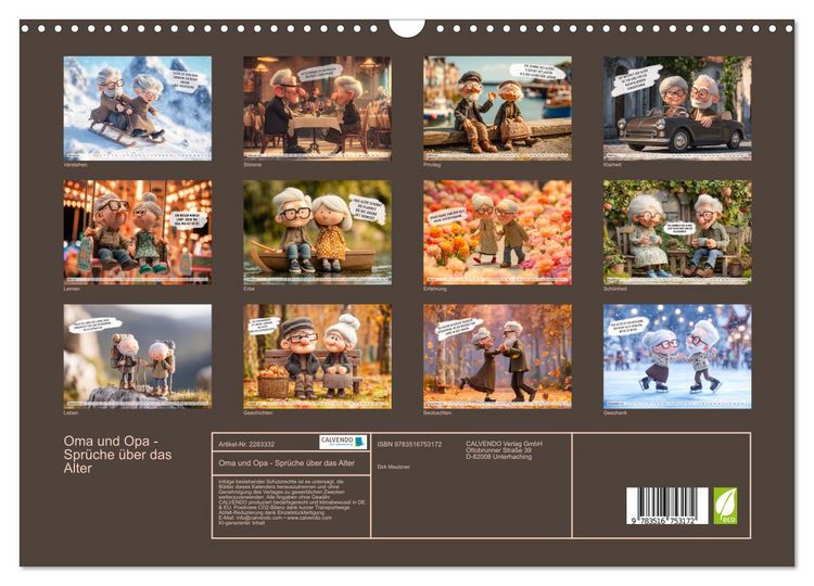 Produktbild: Oma und Opa - Spr&uuml;che &uuml;ber das Alter (Wandkalender 2027 DIN A3 quer), CALVENDO Monatskalender