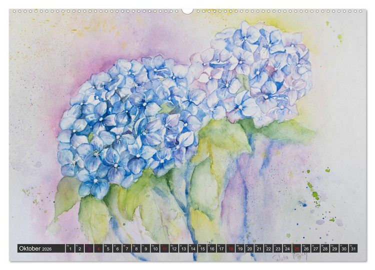 Produktbild: Blumenbilder in Aquarell (Wandkalender 2026 DIN A2 quer), CALVENDO Monatskalender