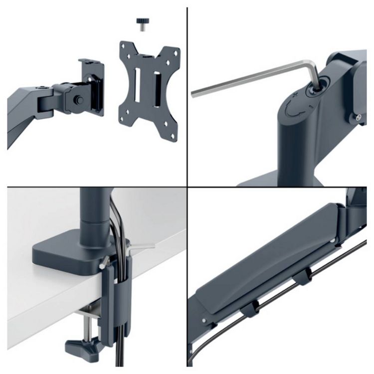 Produktbild: Leitz Monitorhalterung Monitor+Laptoparm Ergo 1 Display(s) 81,3 cm (32") Dunkelgrau H&ouml;henverstellbar, Drehbar, Neigbar, Schwenkbar