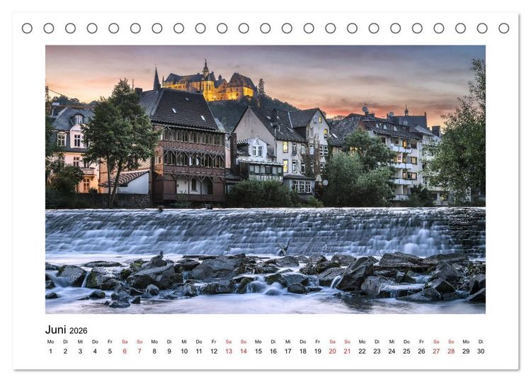 Produktbild: Marburg an der Lahn - ein Jahr in Bildern (Tischkalender 2026 DIN A5 quer), CALVENDO Monatskalender