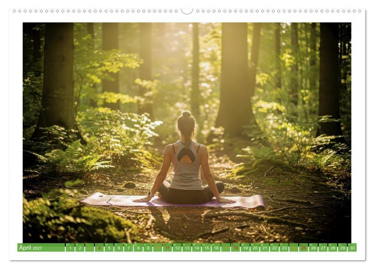 Produktbild: Yoga im Wald (hochwertiger Premium Wandkalender 2027 DIN A2 quer), Kunstdruck in Hochglanz