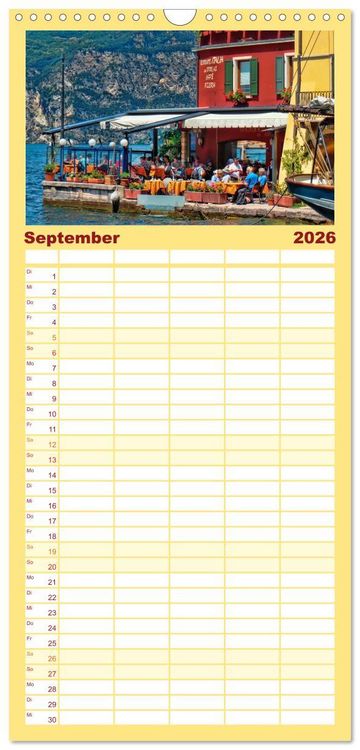 Produktbild: Familienplaner 2026 - Malcesine und Sirmione, Sch&ouml;nheiten am Gardasee mit 5 Spalten (Wandkalender, 21 x 45 cm) CALVENDO