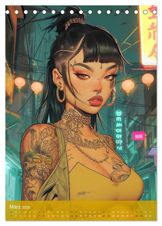 Produktbild: Manga-Comics. Cyberpunk Anime. Science Fiction Girls (Tischkalender 2026 DIN A5 hoch), CALVENDO Monatskalender