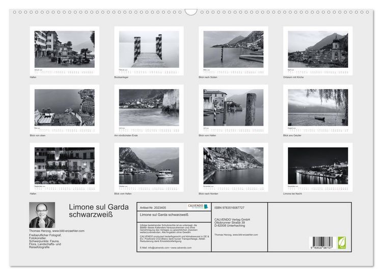 Produktbild: Limone sul Garda schwarzwei&szlig; (Wandkalender 2026 DIN A2 quer), CALVENDO Monatskalender